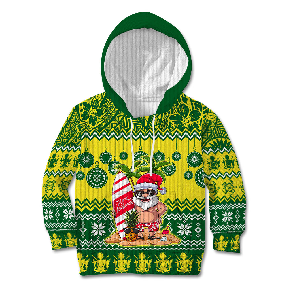 Cook Islands Christmas Kid Hoodie Santa Beach Meri Kiritimiti LT9 Green - Polynesian Pride