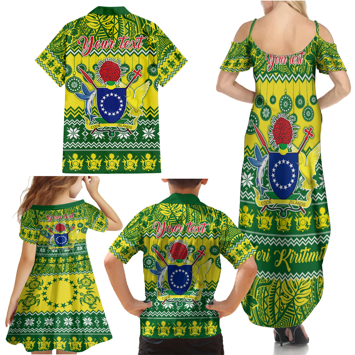 Personalised Cook Islands Christmas Family Matching Summer Maxi Dress and Hawaiian Shirt Santa Beach Meri Kiritimiti LT9 - Polynesian Pride