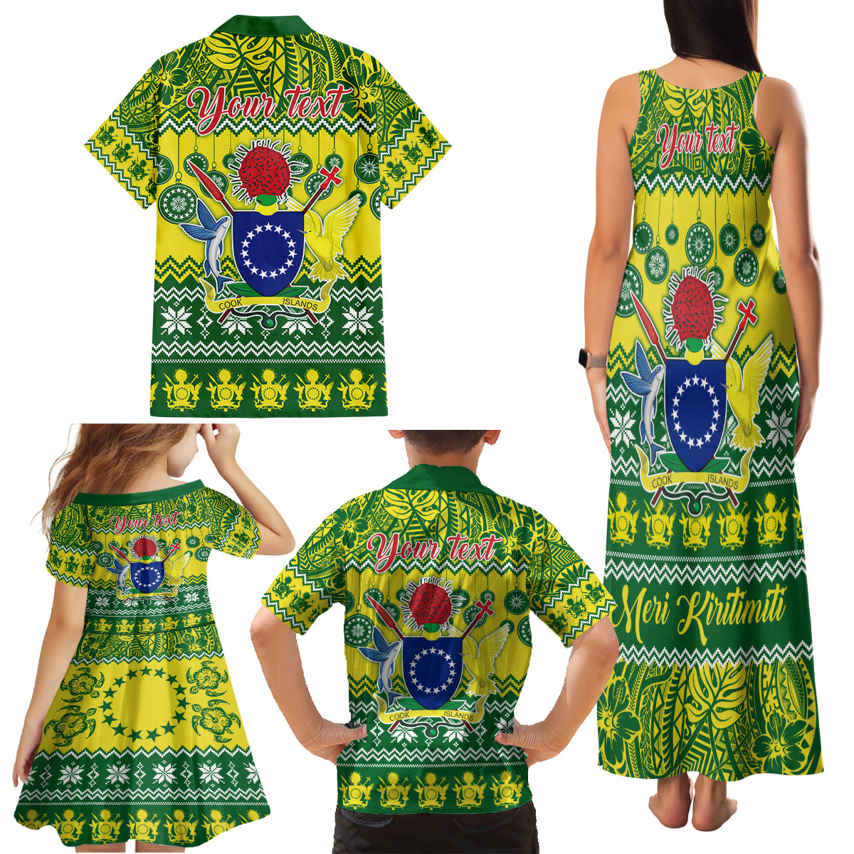 Personalised Cook Islands Christmas Family Matching Tank Maxi Dress and Hawaiian Shirt Santa Beach Meri Kiritimiti LT9 - Polynesian Pride