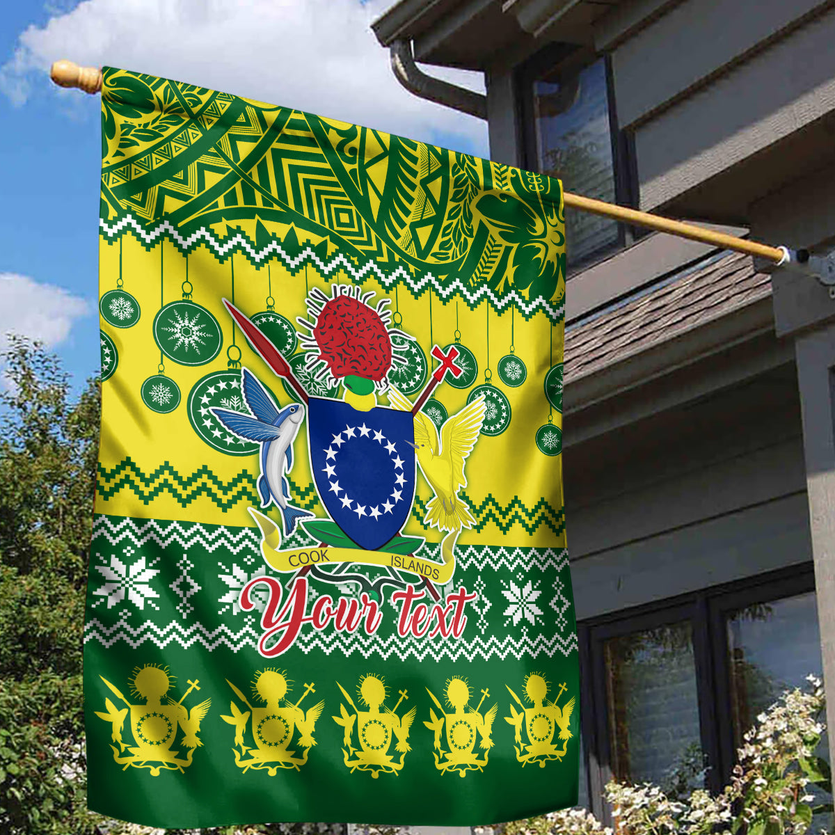 Personalised Cook Islands Christmas Garden Flag Santa Beach Meri Kiritimiti LT9 - Polynesian Pride