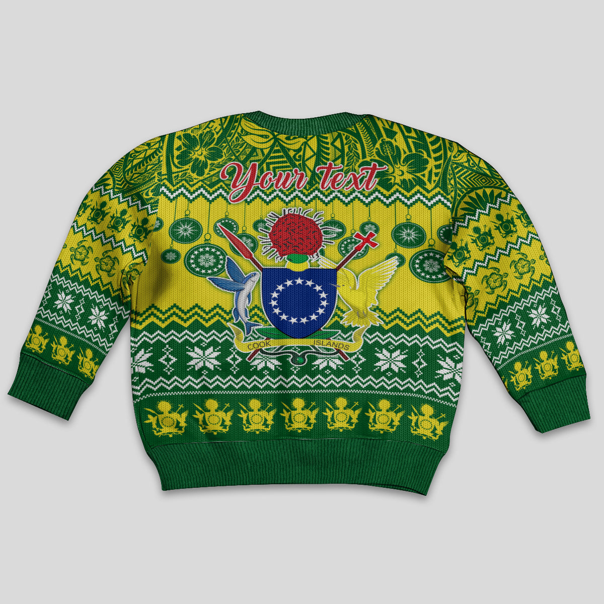 Personalised Cook Islands Christmas Kid Ugly Christmas Sweater Santa Beach Meri Kiritimiti LT9 - Polynesian Pride