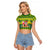 Personalised Cook Islands Christmas Raglan Cropped T Shirt Santa Beach Meri Kiritimiti LT9 Female Green - Polynesian Pride