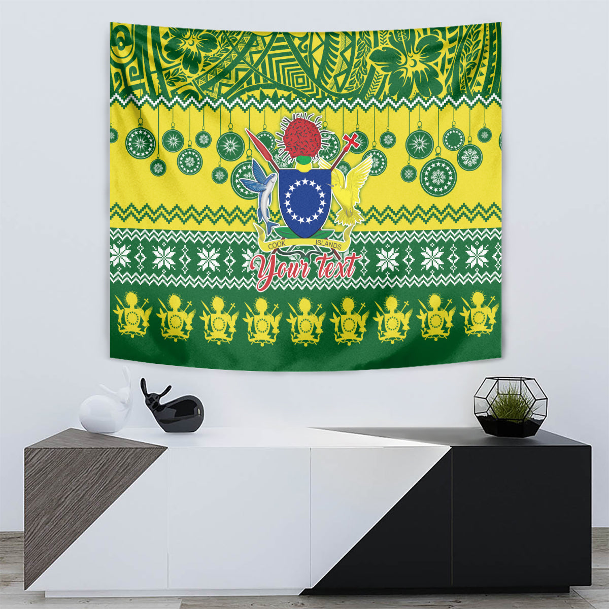 Personalised Cook Islands Christmas Tapestry Santa Beach Meri Kiritimiti LT9 - Polynesian Pride