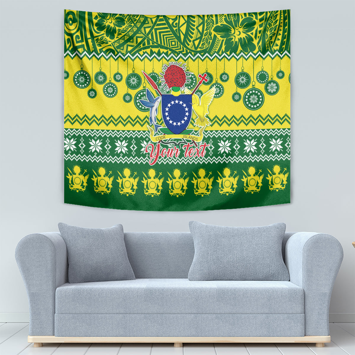 Personalised Cook Islands Christmas Tapestry Santa Beach Meri Kiritimiti LT9 - Polynesian Pride