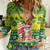 Personalised Cook Islands Christmas Women Casual Shirt Santa Beach Meri Kiritimiti LT9 Female Green - Polynesian Pride