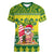 Personalised Cook Islands Christmas Women V Neck T Shirt Santa Beach Meri Kiritimiti LT9 Female Green - Polynesian Pride