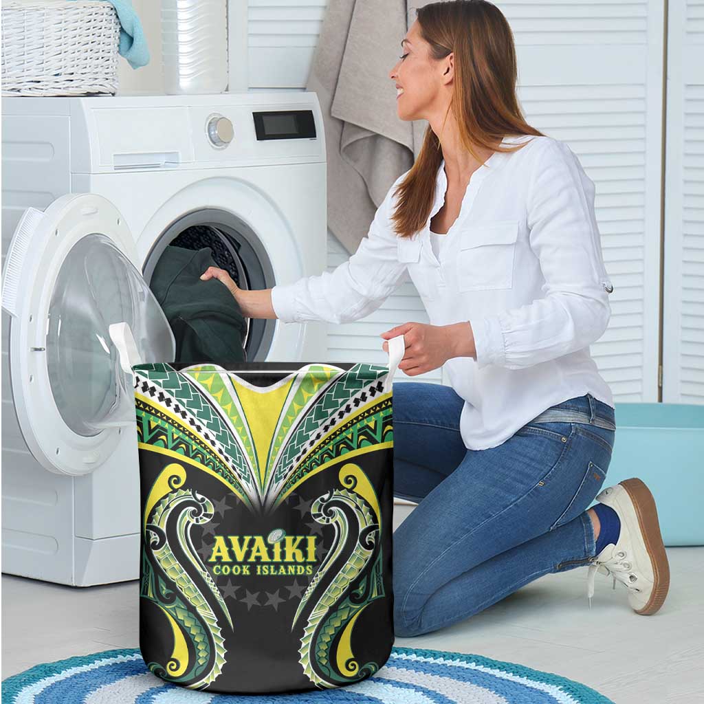 Rugby Cook Islands Avaiki Laundry Basket Black Kuki Airani Tribal Maori Inspired LT9 - Polynesian Pride