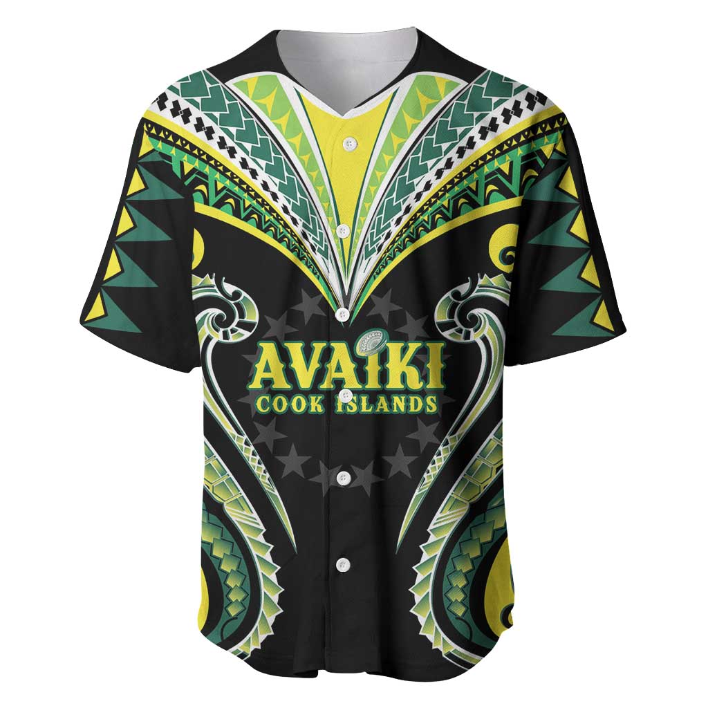 Custom Rugby Cook Islands Avaiki Baseball Jersey Black Kuki Airani Tribal Maori Inspired LT9 Black - Polynesian Pride