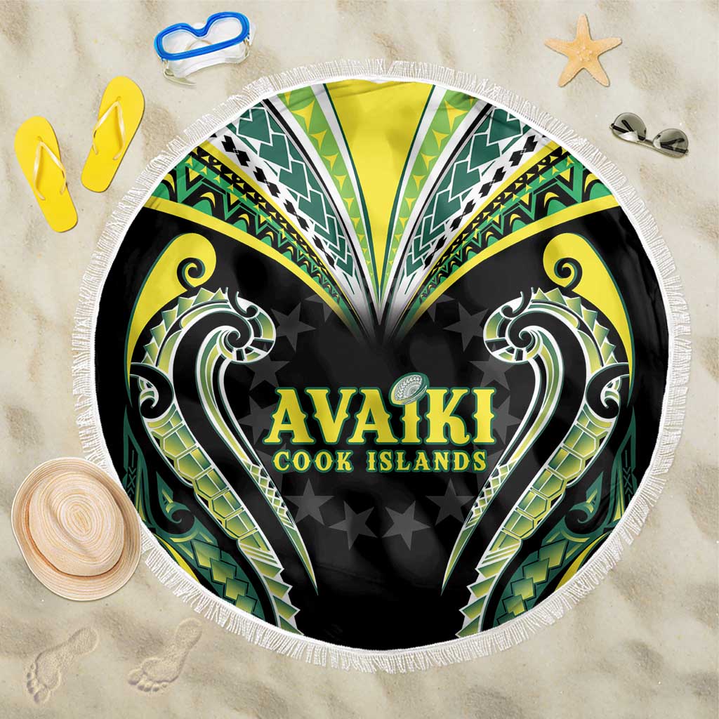 Rugby Cook Islands Avaiki Beach Blanket Black Kuki Airani Tribal Maori Inspired LT9 One Size 150cm Black - Polynesian Pride