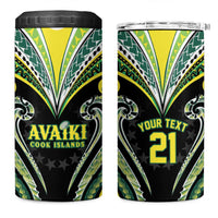 Custom Rugby Cook Islands Avaiki 4 in 1 Can Cooler Tumbler Black Kuki Airani Tribal Maori Inspired LT9 One Size: 16 oz Black - Polynesian Pride