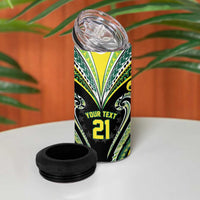 Custom Rugby Cook Islands Avaiki 4 in 1 Can Cooler Tumbler Black Kuki Airani Tribal Maori Inspired LT9 - Polynesian Pride