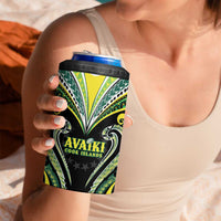 Custom Rugby Cook Islands Avaiki 4 in 1 Can Cooler Tumbler Black Kuki Airani Tribal Maori Inspired LT9 - Polynesian Pride