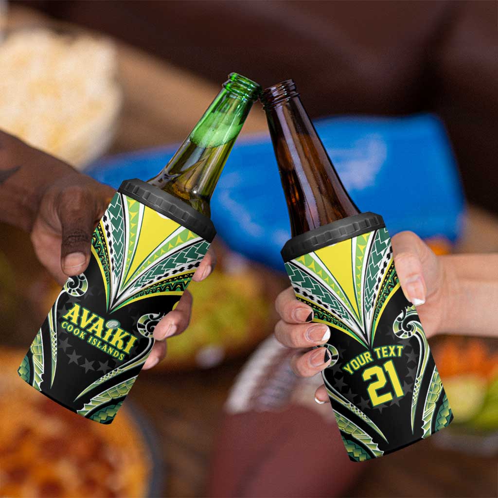Custom Rugby Cook Islands Avaiki 4 in 1 Can Cooler Tumbler Black Kuki Airani Tribal Maori Inspired LT9 - Polynesian Pride