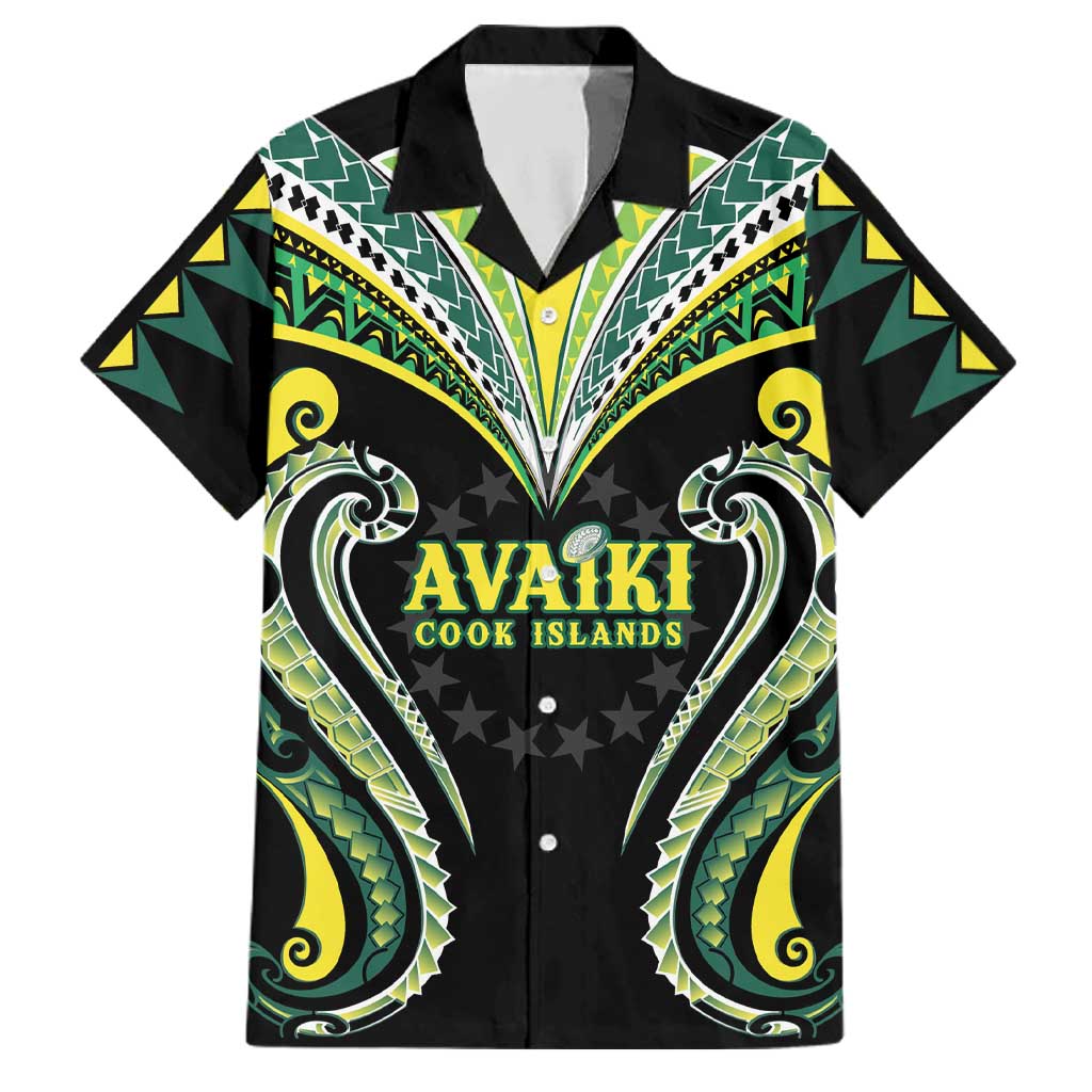 Custom Rugby Cook Islands Avaiki Family Matching Off Shoulder Maxi Dress and Hawaiian Shirt Black Kuki Airani Tribal Maori Inspired - Polynesian Pride