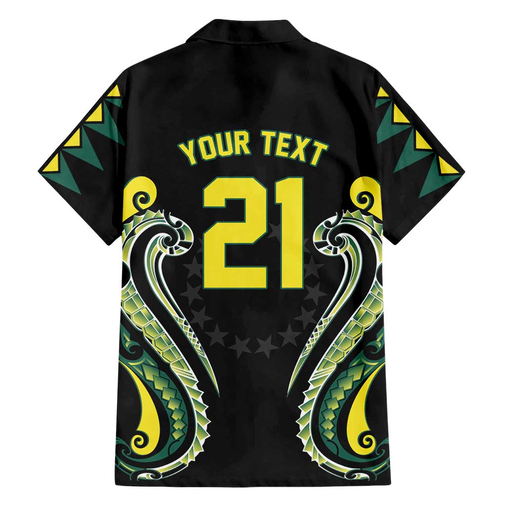 Custom Rugby Cook Islands Avaiki Family Matching Off Shoulder Maxi Dress and Hawaiian Shirt Black Kuki Airani Tribal Maori Inspired - Polynesian Pride