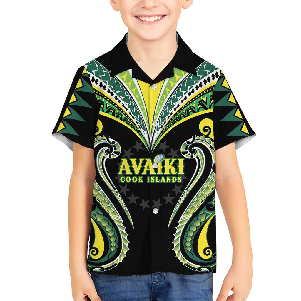 Custom Rugby Cook Islands Avaiki Family Matching Off Shoulder Maxi Dress and Hawaiian Shirt Black Kuki Airani Tribal Maori Inspired - Polynesian Pride