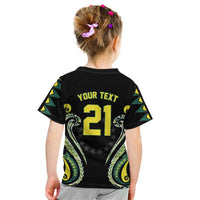 Custom Rugby Cook Islands Avaiki Kid T Shirt Black Kuki Airani Tribal Maori Inspired LT9 - Polynesian Pride