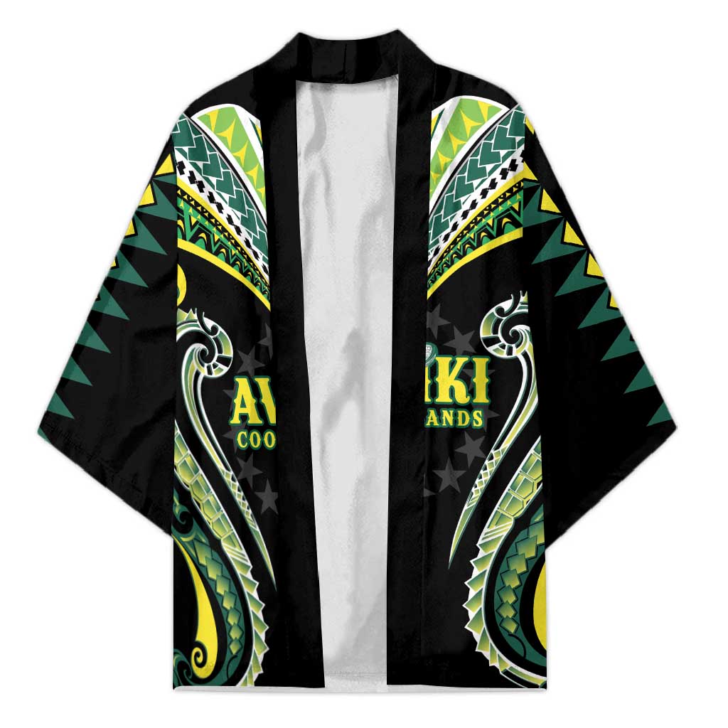 Custom Rugby Cook Islands Avaiki Kimono Black Kuki Airani Tribal Maori Inspired LT9 Unisex Black - Polynesian Pride