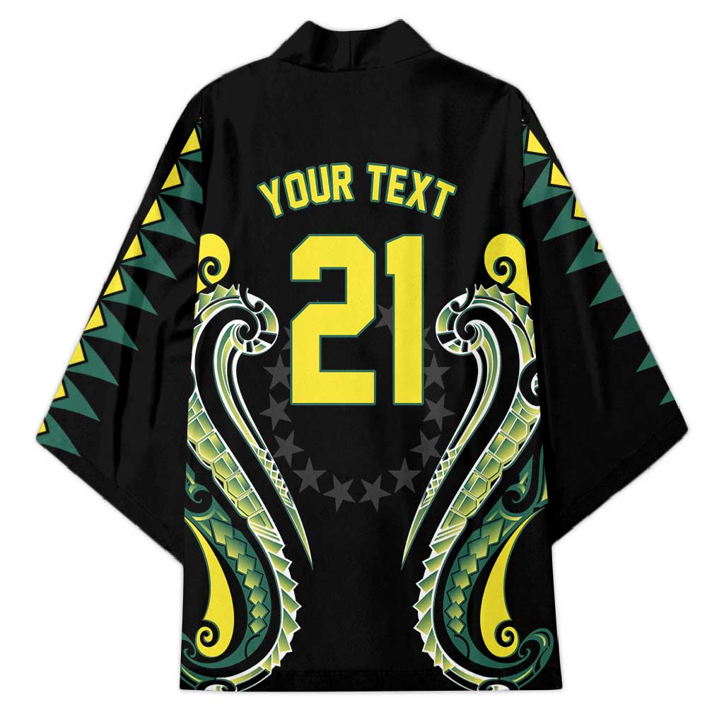 Custom Rugby Cook Islands Avaiki Kimono Black Kuki Airani Tribal Maori Inspired LT9 - Polynesian Pride