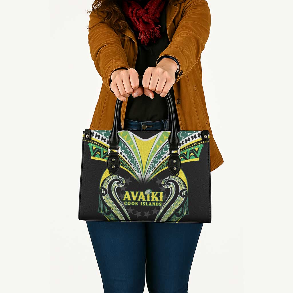 Rugby Cook Islands Avaiki Leather Bag Black Kuki Airani Tribal Maori Inspired LT9 - Polynesian Pride