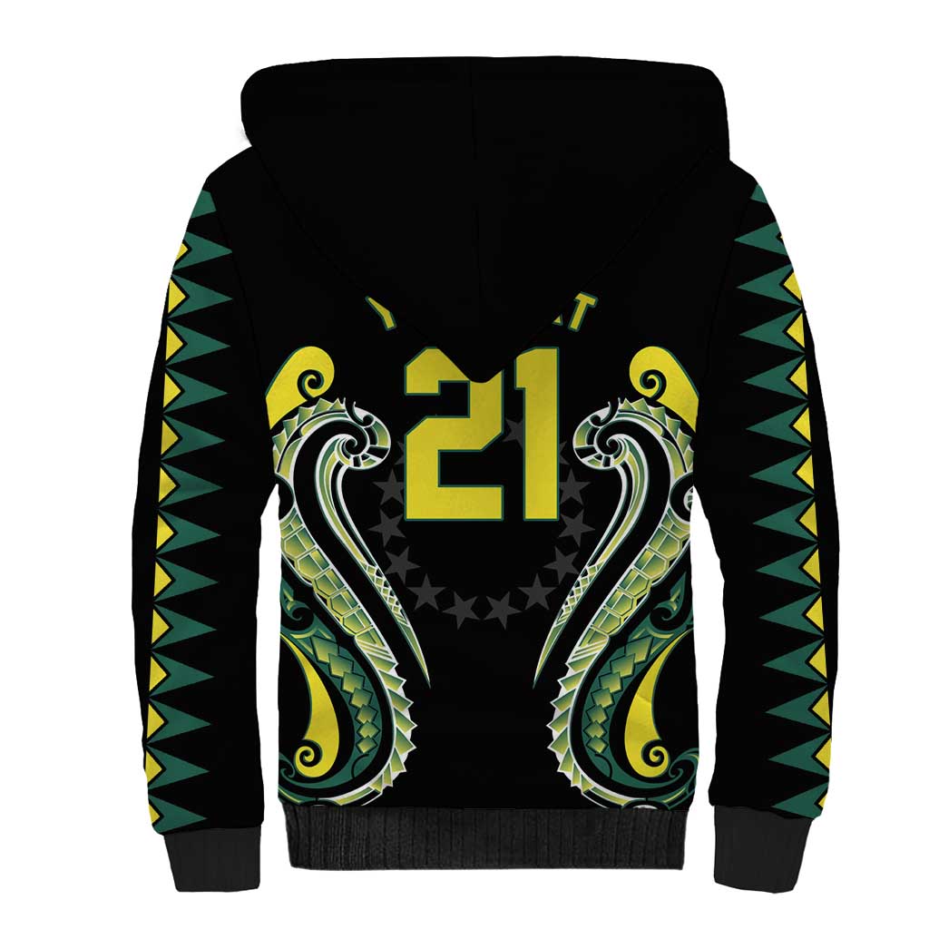 Custom Rugby Cook Islands Avaiki Sherpa Hoodie Black Kuki Airani Tribal Maori Inspired LT9 - Polynesian Pride