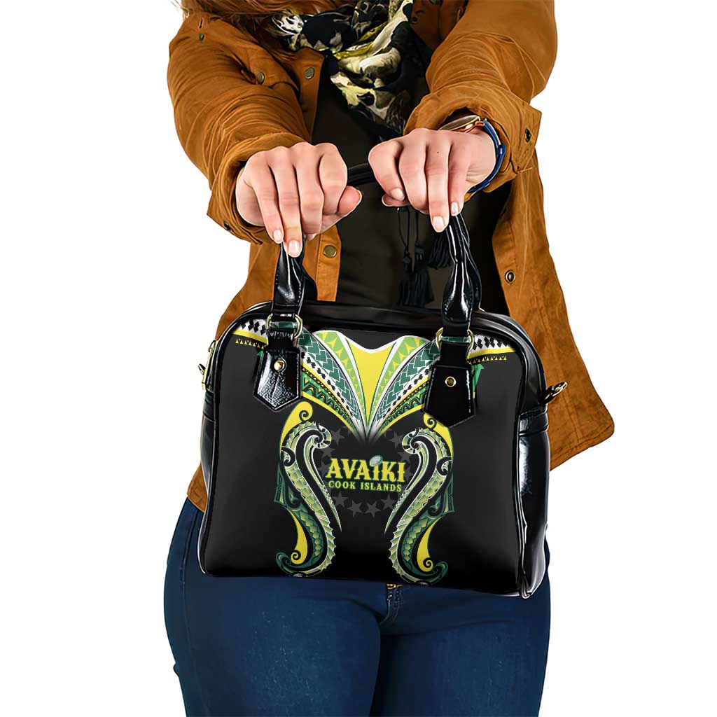 Rugby Cook Islands Avaiki Shoulder Handbag Black Kuki Airani Tribal Maori Inspired LT9 One Size Black - Polynesian Pride