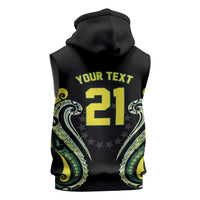Custom Rugby Cook Islands Avaiki Sleeveless Hoodie Black Kuki Airani Tribal Maori Inspired - Polynesian Pride