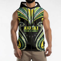 Custom Rugby Cook Islands Avaiki Sleeveless Zip Hoodie Black Kuki Airani Tribal Maori Inspired LT9 - Polynesian Pride