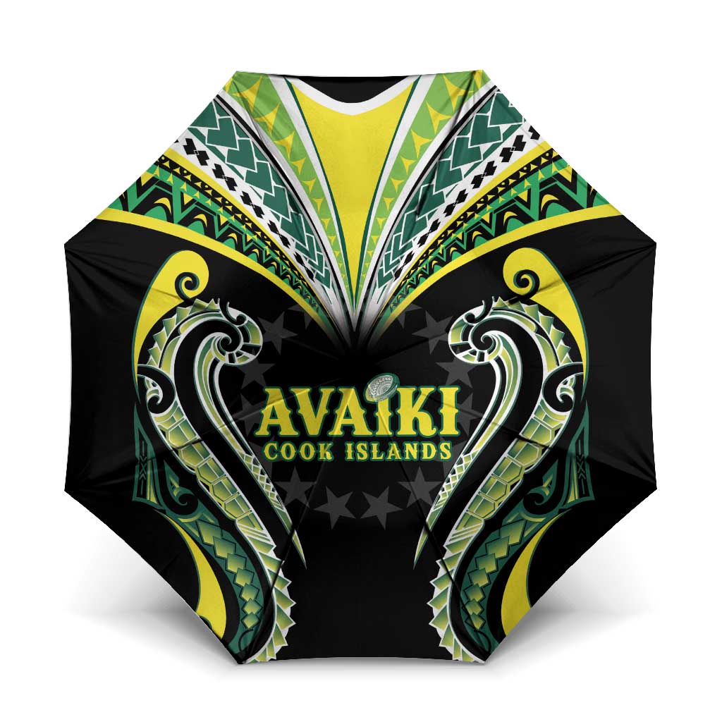 Rugby Cook Islands Avaiki Umbrella Black Kuki Airani Tribal Maori Inspired LT9 One Size Folded 11.42 inch Opened Diameter 37.4 inch Black - Polynesian Pride