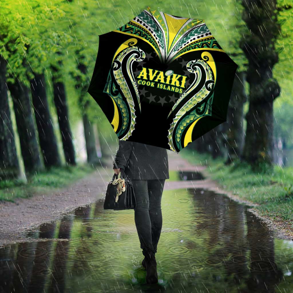 Rugby Cook Islands Avaiki Umbrella Black Kuki Airani Tribal Maori Inspired LT9 - Polynesian Pride
