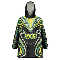 Custom Rugby Cook Islands Avaiki Wearable Blanket Hoodie Black Kuki Airani Tribal Maori Inspired LT9 One Size Black - Polynesian Pride