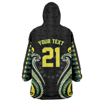 Custom Rugby Cook Islands Avaiki Wearable Blanket Hoodie Black Kuki Airani Tribal Maori Inspired LT9 - Polynesian Pride