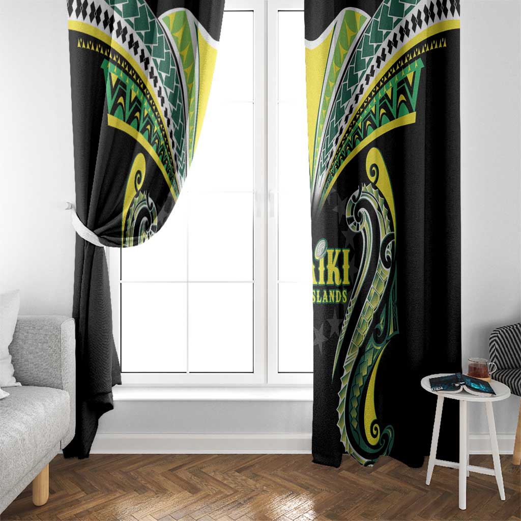 Rugby Cook Islands Avaiki Window Curtain Black Kuki Airani Tribal Maori Inspired LT9 - Polynesian Pride