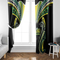 Rugby Cook Islands Avaiki Window Curtain Black Kuki Airani Tribal Maori Inspired LT9 - Polynesian Pride