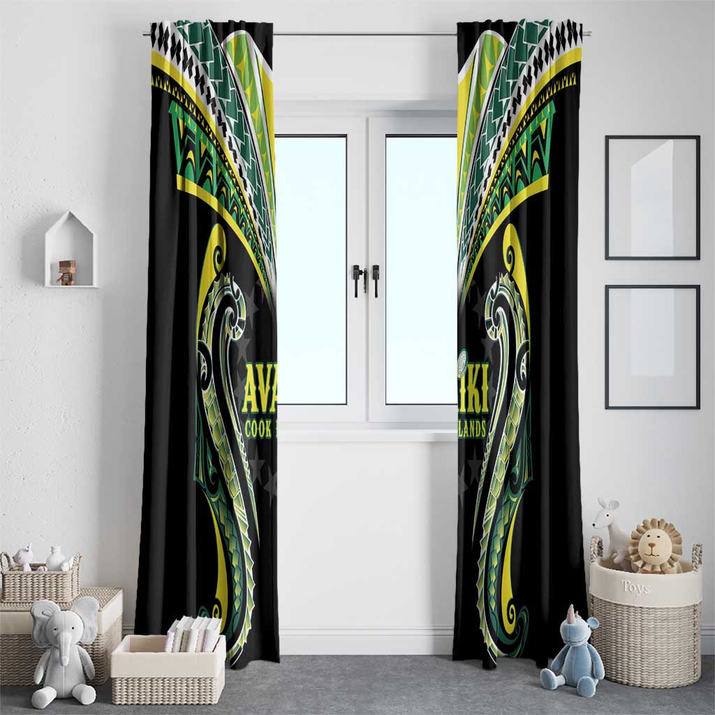 Rugby Cook Islands Avaiki Window Curtain Black Kuki Airani Tribal Maori Inspired LT9 - Polynesian Pride