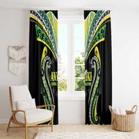 Rugby Cook Islands Avaiki Window Curtain Black Kuki Airani Tribal Maori Inspired LT9 - Polynesian Pride