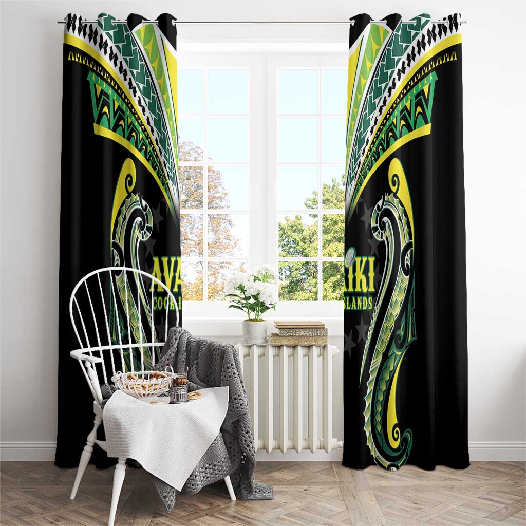 Rugby Cook Islands Avaiki Window Curtain Black Kuki Airani Tribal Maori Inspired LT9 - Polynesian Pride