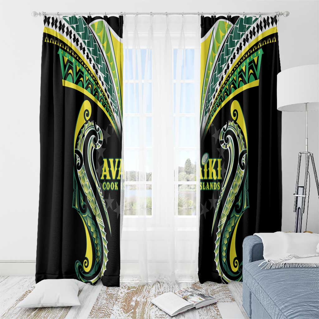 Rugby Cook Islands Avaiki Window Curtain Black Kuki Airani Tribal Maori Inspired LT9 - Polynesian Pride