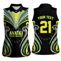 Custom Rugby Cook Islands Avaiki Women Sleeveless Polo Shirt Black Kuki Airani Tribal Maori Inspired LT9 - Polynesian Pride