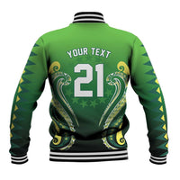 Custom Rugby Cook Islands Avaiki Baseball Jacket Green Kuki Airani Tribal Maori Inspired LT9 - Polynesian Pride