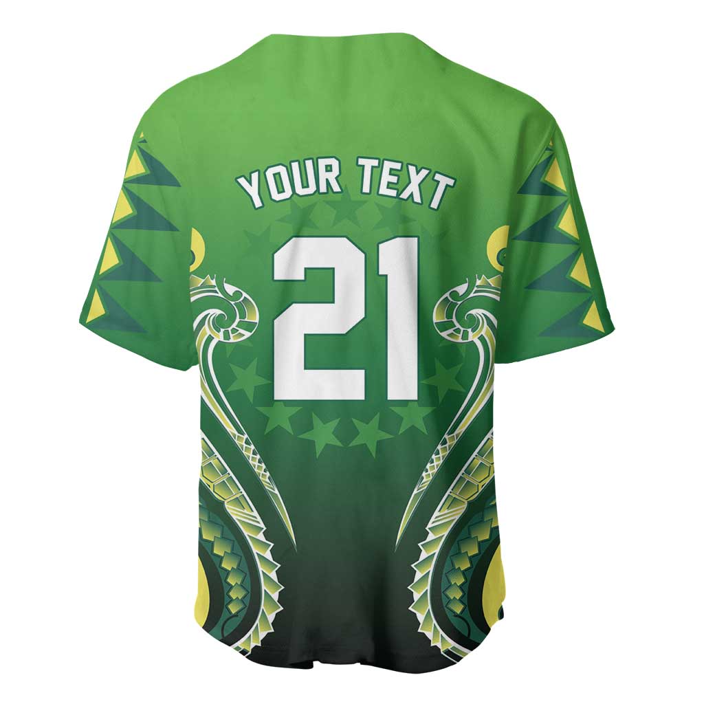 Custom Rugby Cook Islands Avaiki Baseball Jersey Green Kuki Airani Tribal Maori Inspired LT9 - Polynesian Pride