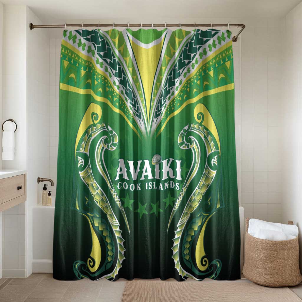 Rugby Cook Islands Avaiki Bathroom Set Green Kuki Airani Tribal Maori Inspired LT9 Shower Curtain Only Green - Polynesian Pride