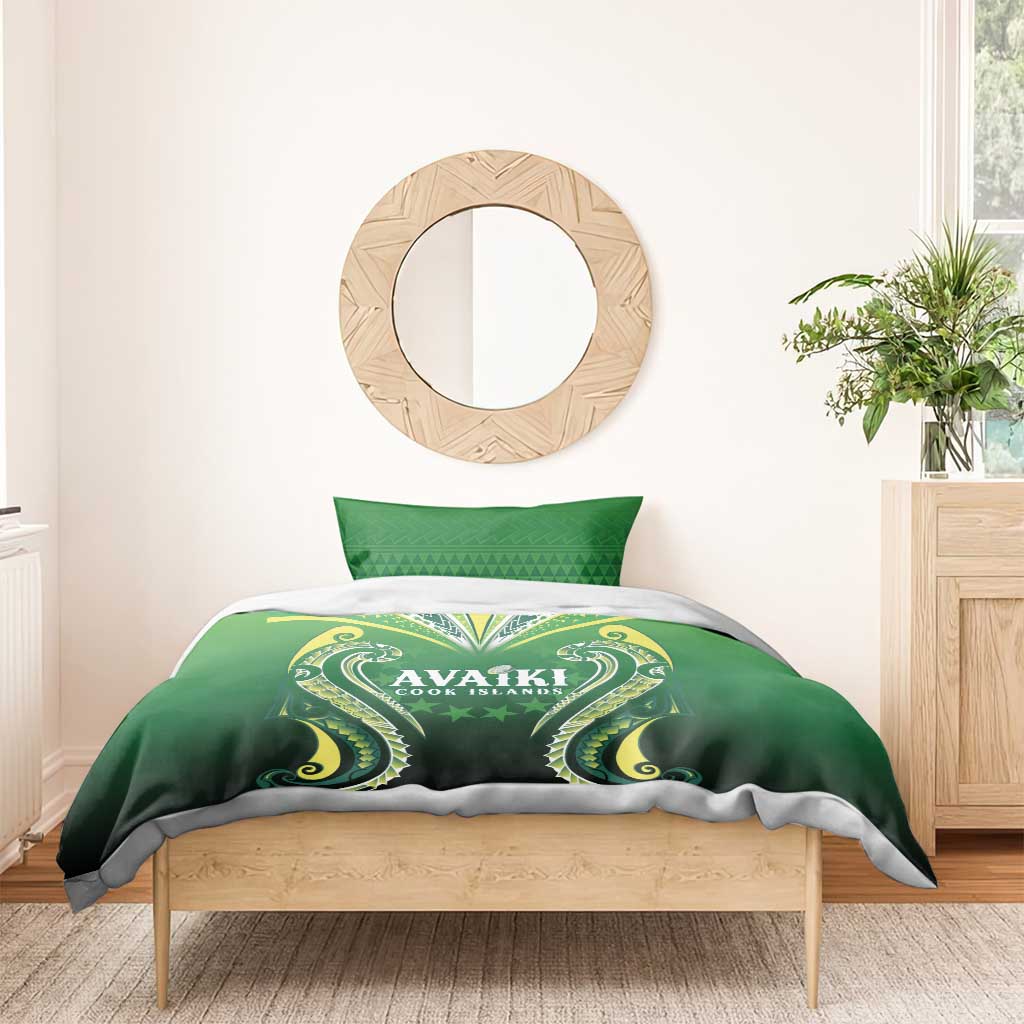 Rugby Cook Islands Avaiki Bedding Set Green Kuki Airani Tribal Maori Inspired - Polynesian Pride