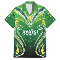 Custom Rugby Cook Islands Avaiki Family Matching Long Sleeve Bodycon Dress and Hawaiian Shirt Green Kuki Airani Tribal Maori Inspired LT9 Dad's Shirt - Short Sleeve Green - Polynesian Pride