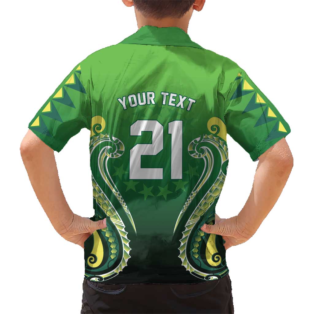 Custom Rugby Cook Islands Avaiki Family Matching Puletasi and Hawaiian Shirt Green Kuki Airani Tribal Maori Inspired - Polynesian Pride