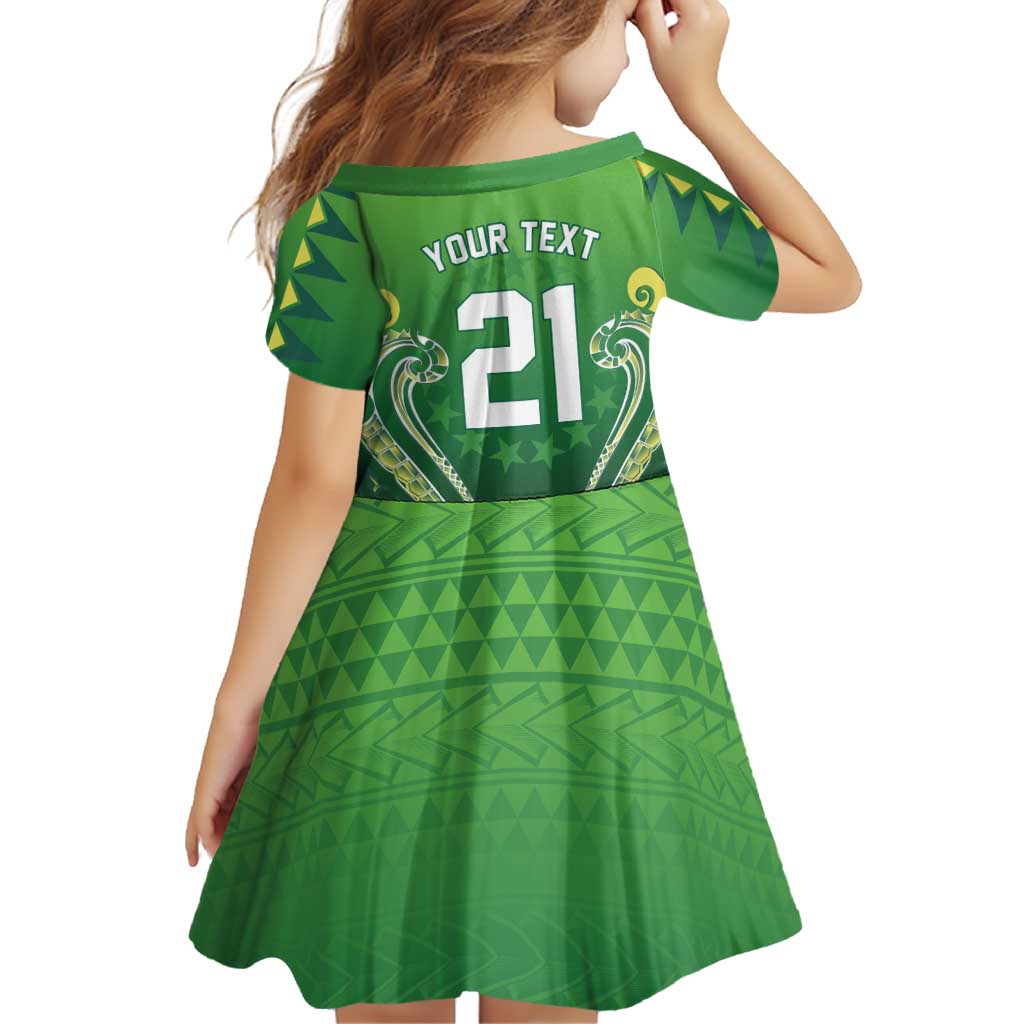 Custom Rugby Cook Islands Avaiki Family Matching Puletasi and Hawaiian Shirt Green Kuki Airani Tribal Maori Inspired - Polynesian Pride