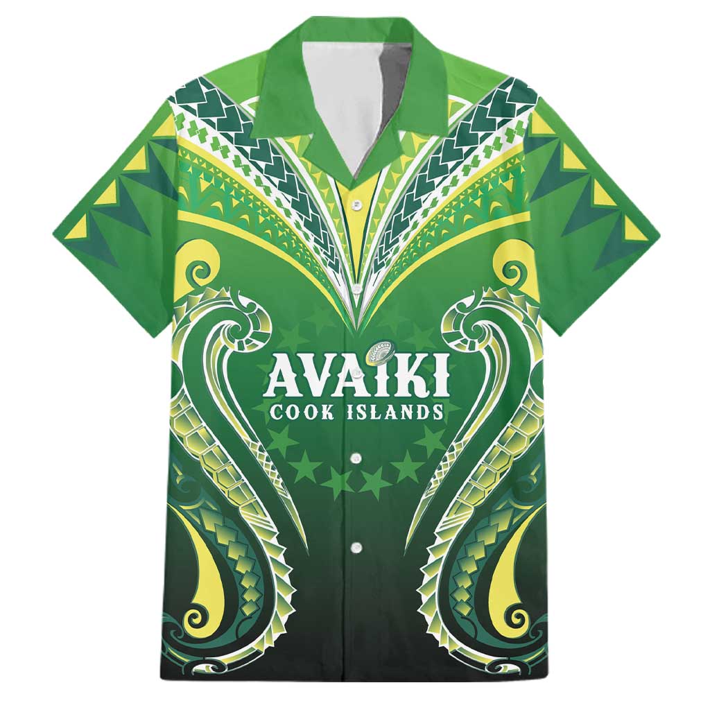 Custom Rugby Cook Islands Avaiki Family Matching Puletasi and Hawaiian Shirt Green Kuki Airani Tribal Maori Inspired - Polynesian Pride