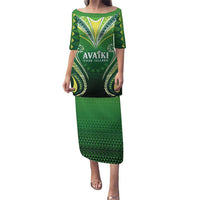 Custom Rugby Cook Islands Avaiki Family Matching Puletasi and Hawaiian Shirt Green Kuki Airani Tribal Maori Inspired - Polynesian Pride