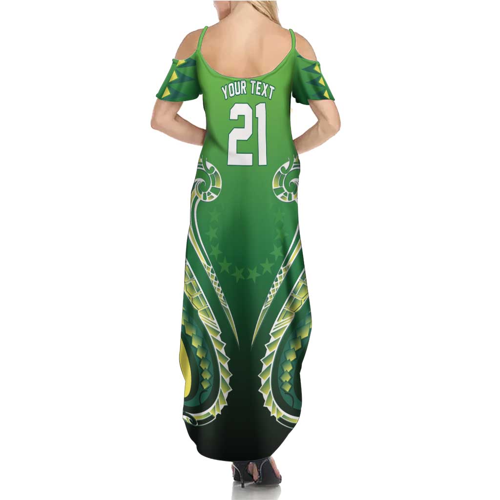 Custom Rugby Cook Islands Avaiki Family Matching Summer Maxi Dress and Hawaiian Shirt Green Kuki Airani Tribal Maori Inspired LT9 - Polynesian Pride