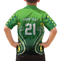 Custom Rugby Cook Islands Avaiki Kid Hawaiian Shirt Green Kuki Airani Tribal Maori Inspired LT9 - Polynesian Pride